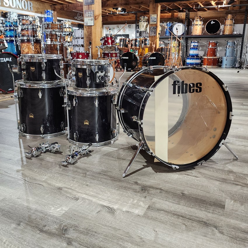 Used Fibes 5pc Austin Era Drum Set Black Onyx - Fair - Drum Center Of Portsmouth