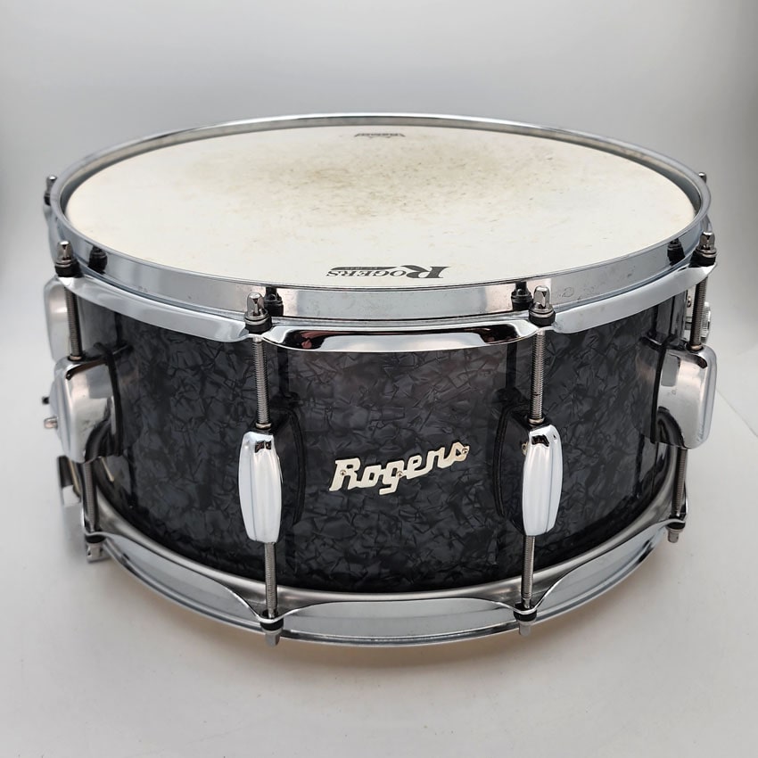 Used Rogers Dyna-Sonic Snare Drum 14x6.5 Black Marine Pearl - Very Good - Drum Center Of Portsmouth