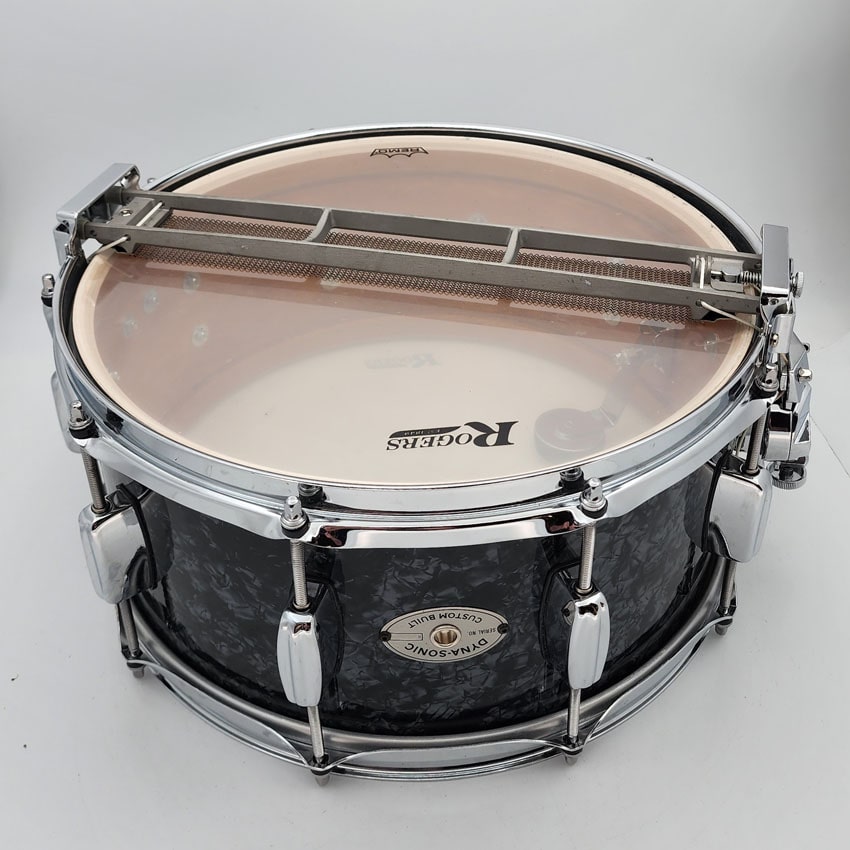 Used Rogers Dyna-Sonic Snare Drum 14x6.5 Black Marine Pearl - Very Good - Drum Center Of Portsmouth