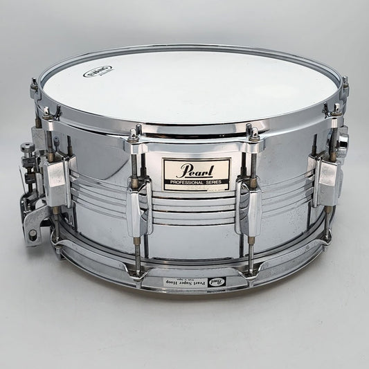 Used Pearl Professional Series Steel Snare Drum 14x6.5 MIJ - Good - Drum Center Of Portsmouth