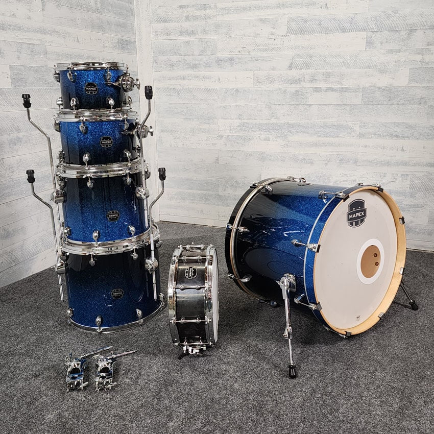 Used Mapex Armory 6pc Drum Set Blue to Black Sparkle - Good - Drum Center Of Portsmouth