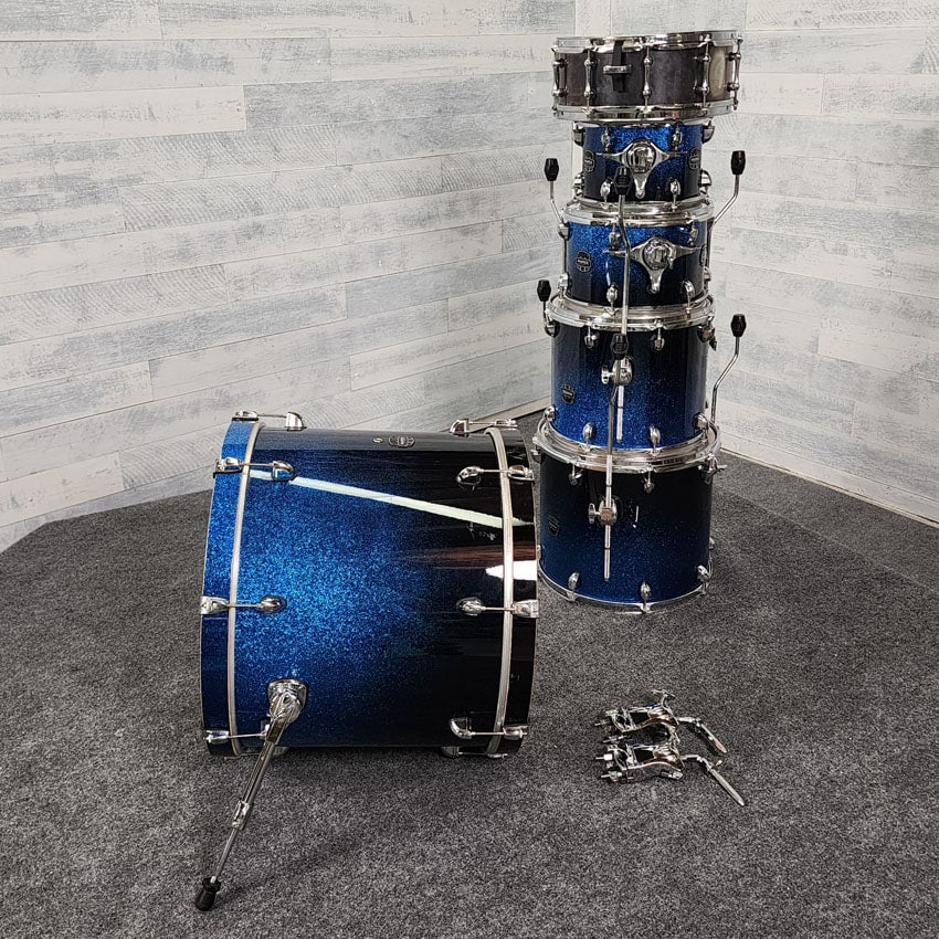 Used Mapex Armory 6pc Drum Set Blue to Black Sparkle - Good - Drum Center Of Portsmouth