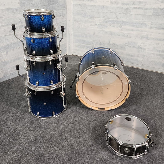 Used Mapex Armory 6pc Drum Set Blue to Black Sparkle - Good - Drum Center Of Portsmouth