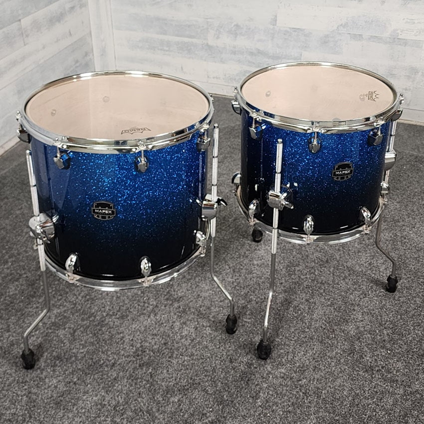 Used Mapex Armory 6pc Drum Set Blue to Black Sparkle - Good - Drum Center Of Portsmouth
