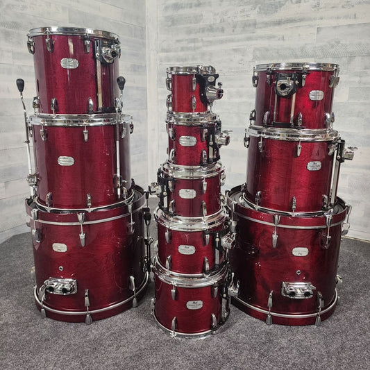 Used Pearl Session Studio 11pc Drum Set Wine Red - Good - Drum Center Of Portsmouth