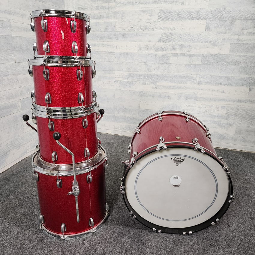 Used Ludwig Classic Maple 5pc Drum Set Red Sparkle - Good - Drum Center Of Portsmouth