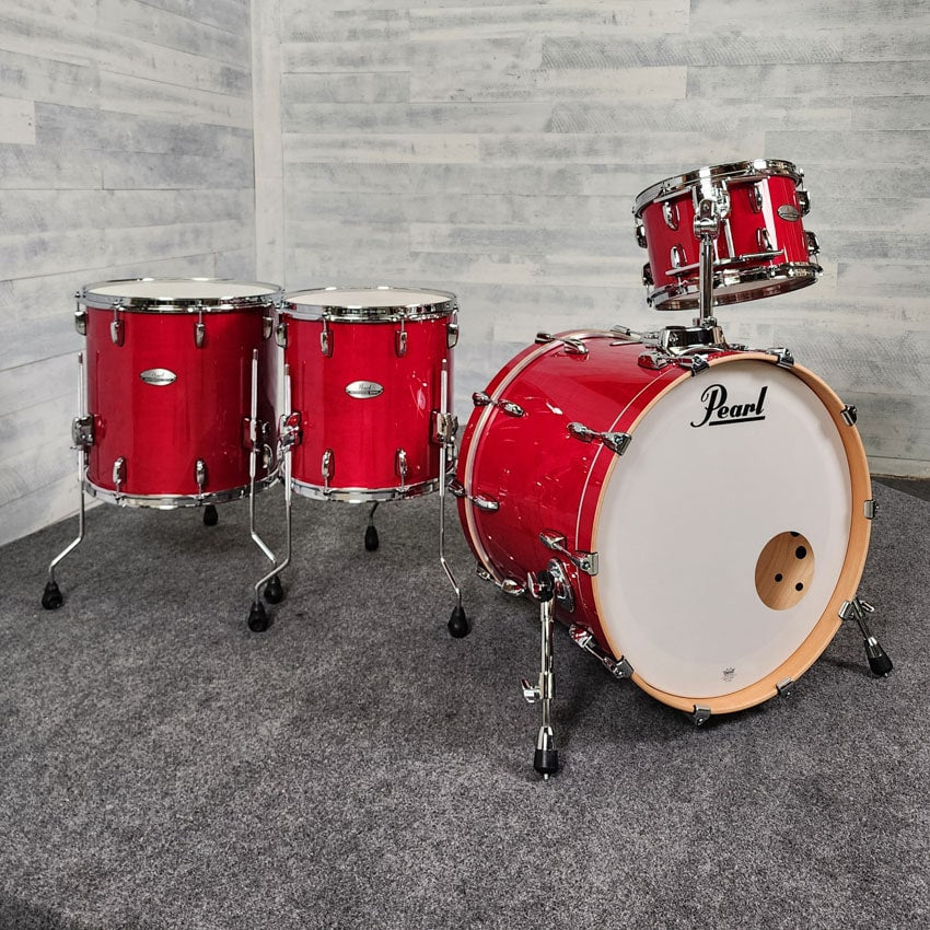 Used Pearl Professional Series 4pc Drum Set Sequoia Red - Very Good - Drum Center Of Portsmouth