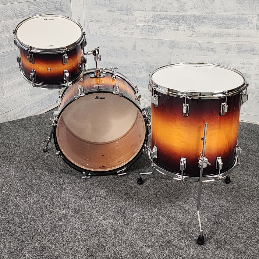 Used Rogers Powertone 3pc Drum Set Vintage Sunburst Lacquer - Good - Drum Center Of Portsmouth