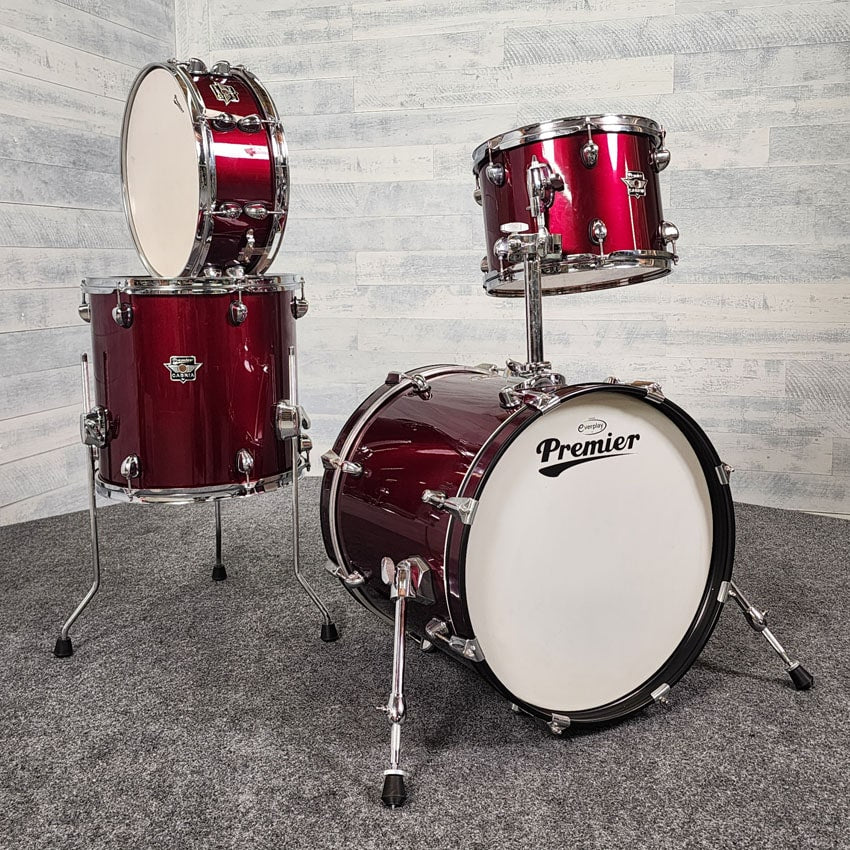 Used Premier Cabria 4pc Drum Set Wine Red Lacquer - Excellent - Drum Center Of Portsmouth