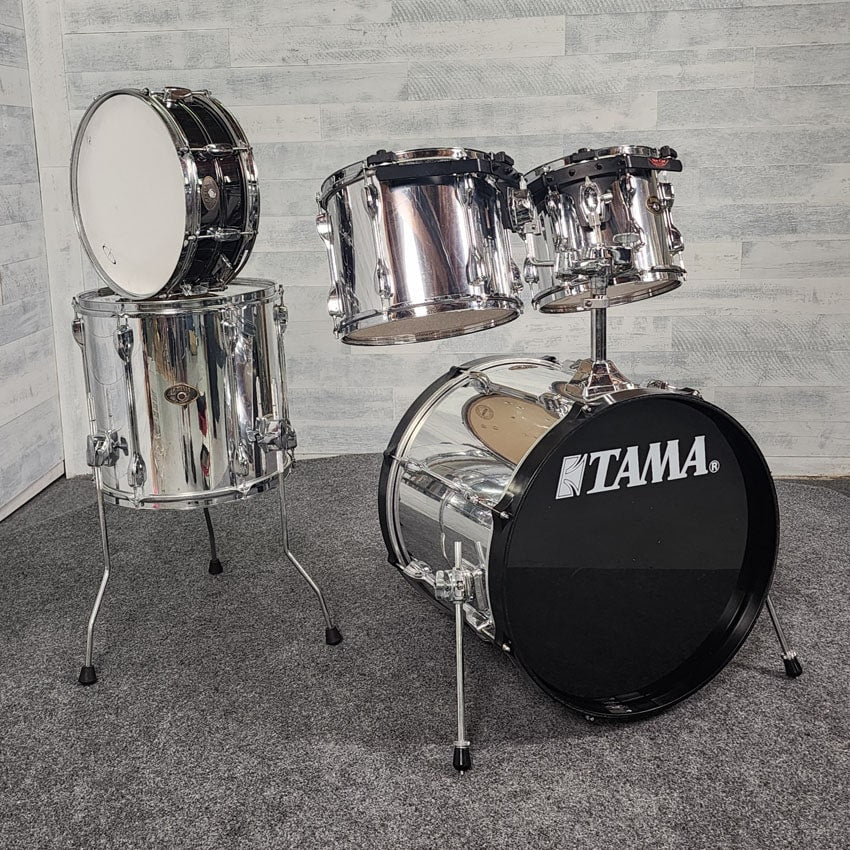 Used Tama Rockstar 5pc Drum Set Mirror Chrome - Fair - Drum Center Of Portsmouth