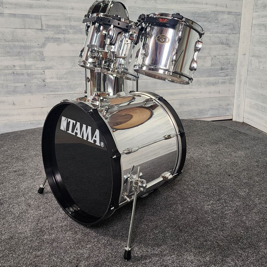 Used Tama Rockstar 5pc Drum Set Mirror Chrome - Fair - Drum Center Of Portsmouth