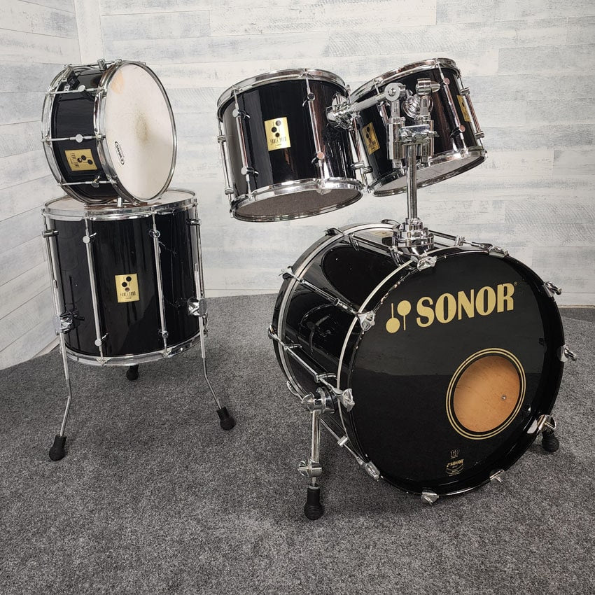 Used Vintage Sonor Force 3000 5pc Drum Set Black - Fair - Drum Center Of Portsmouth