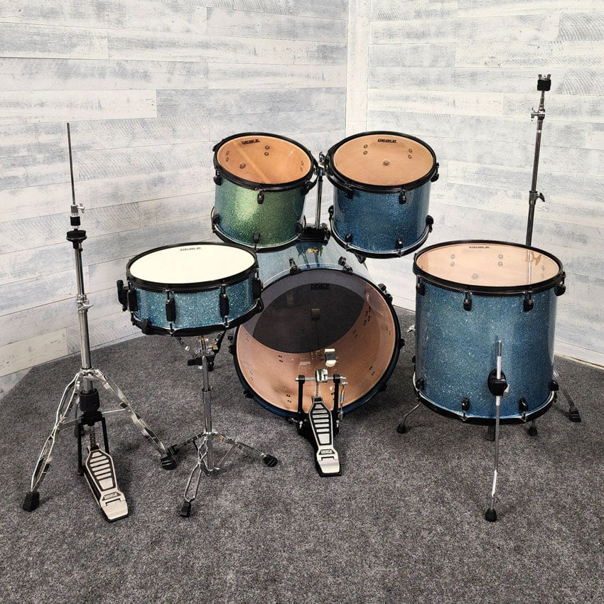 Used Peace DNA Maple 5pc Drum Set w/Hardware, Blue Sparkle Lacquer - Good - Drum Center Of Portsmouth
