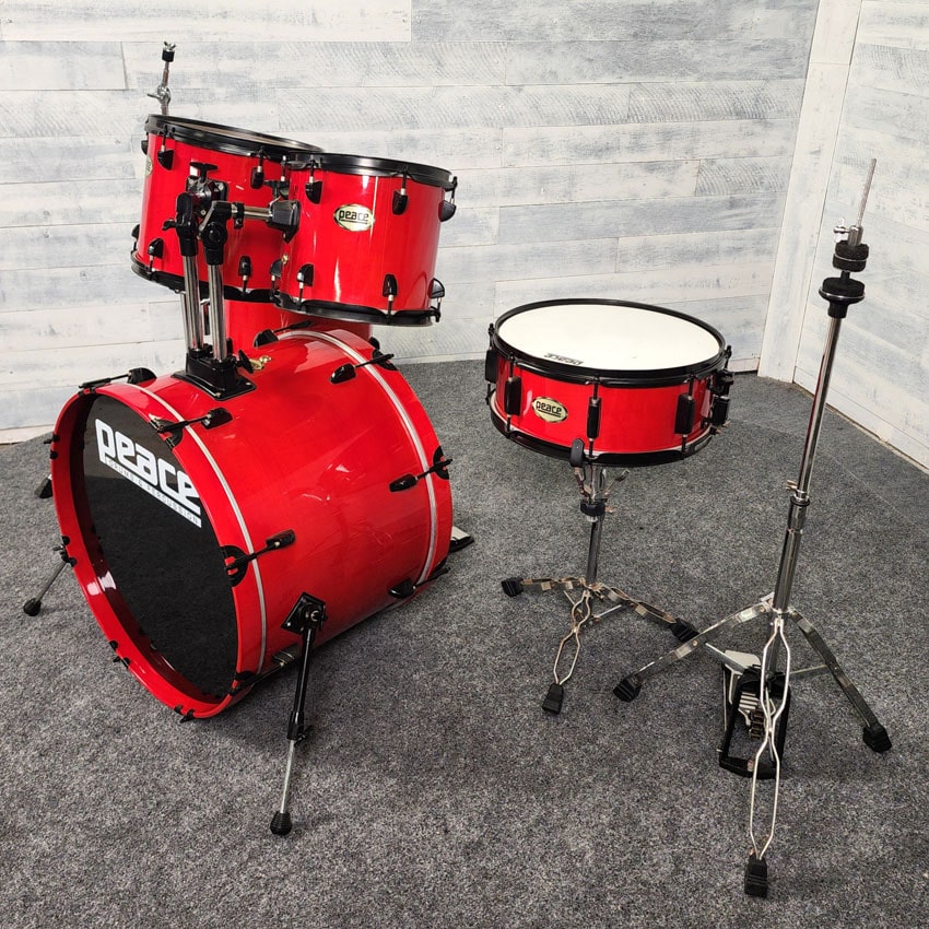 Used Peace 5pc Drum Set w/Hardware Red Lacquer w/Black Hw - Good - Drum Center Of Portsmouth