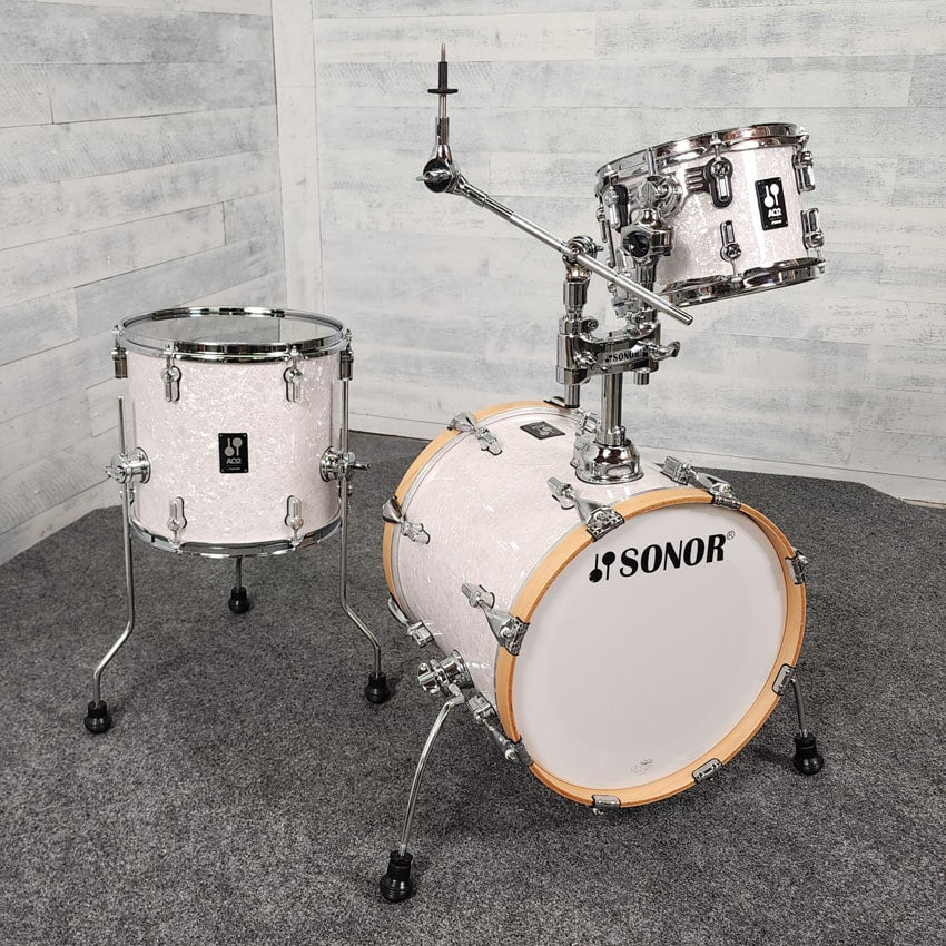 Used Sonor AQ2 3pc Safari Drum Set White Marine Pearl - Good - Drum Center Of Portsmouth