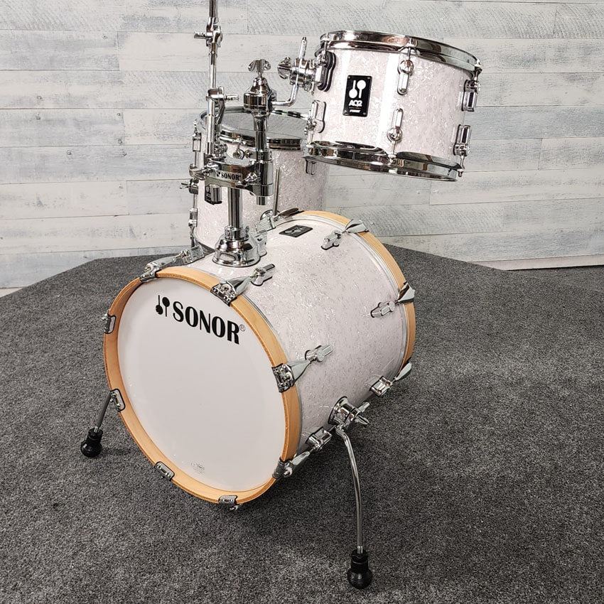Used Sonor AQ2 3pc Safari Drum Set White Marine Pearl - Good - Drum Center Of Portsmouth