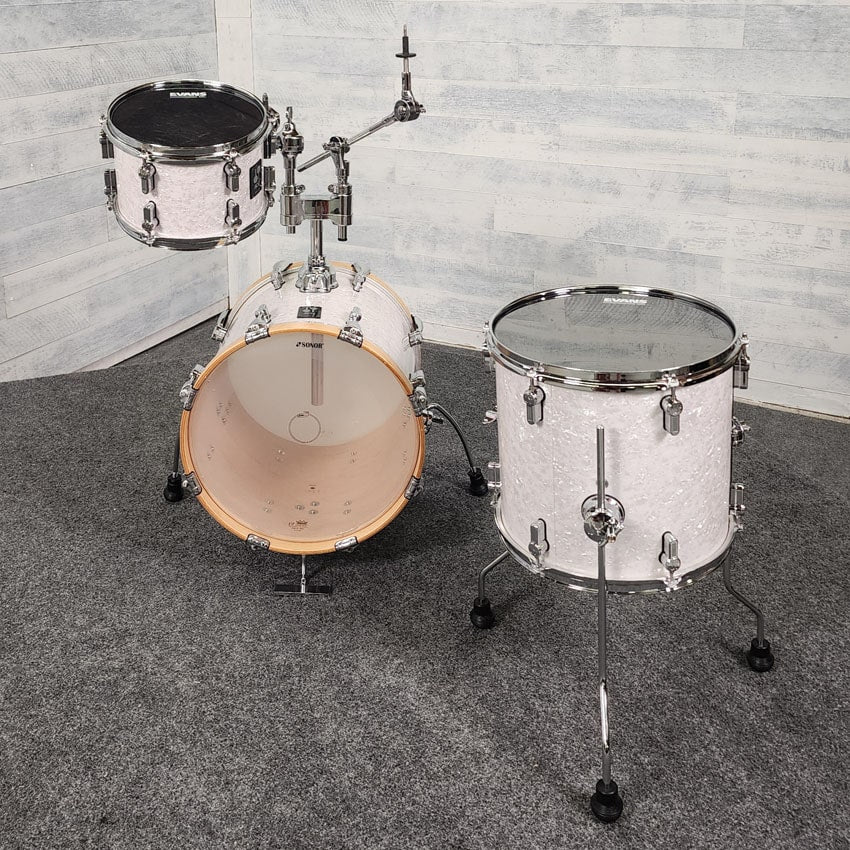 Used Sonor AQ2 3pc Safari Drum Set White Marine Pearl - Good - Drum Center Of Portsmouth