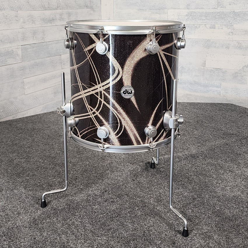 Used DW Collectors Maple 5pc Drum Set Black Glass Contrails w/Satin Hw - Very Good - Drum Center Of Portsmouth