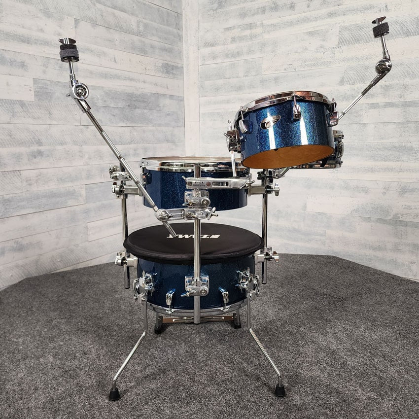 Used Tama Club Jam Cocktail Drum Set Indigo Sparkle w/Bags - Good - Drum Center Of Portsmouth