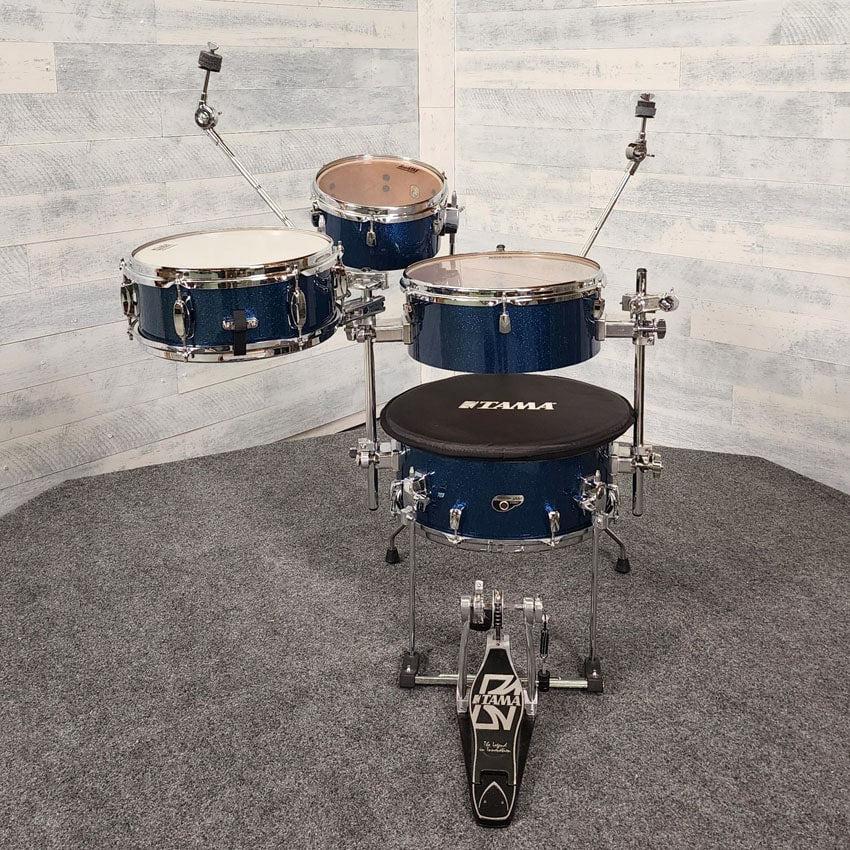 Used Tama Club Jam Cocktail Drum Set Indigo Sparkle w/Bags - Good - Drum Center Of Portsmouth