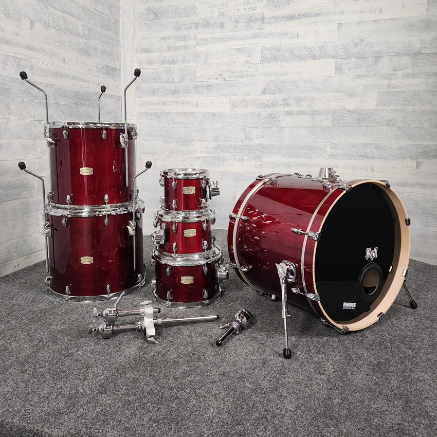 Used Yamaha Stage Custom Birch 6pc Drum Set Cranberry Red - Good - Drum Center Of Portsmouth