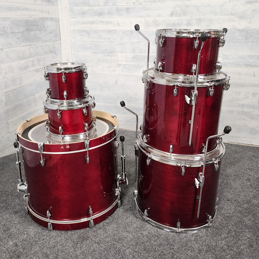 Used Yamaha Stage Custom Birch 6pc Drum Set Cranberry Red - Good - Drum Center Of Portsmouth
