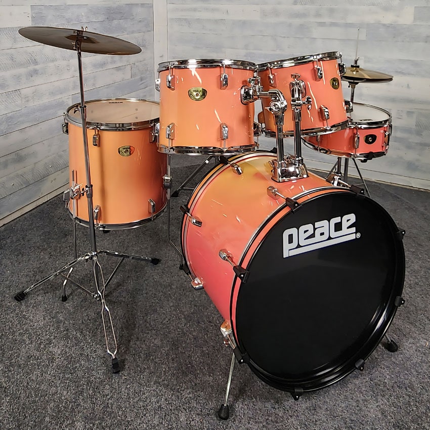 Used Peace 5pc Drum Set Compete w/Cymbals & Hw, Pink - Fair - Drum Center Of Portsmouth
