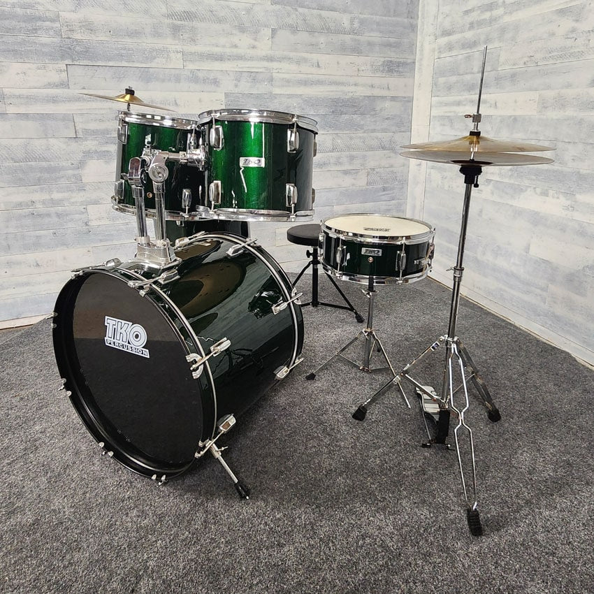 Used TKO 5pc Drum Set Compete w/Cymbals & Hw, Green - Fair - Drum Center Of Portsmouth