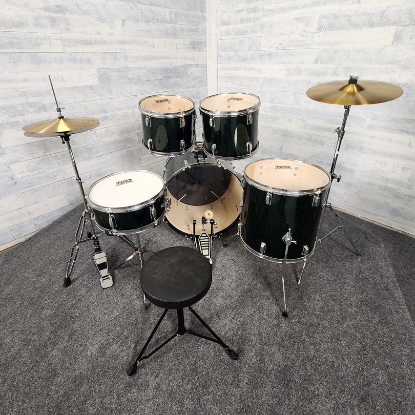 Used TKO 5pc Drum Set Compete w/Cymbals & Hw, Green - Fair - Drum Center Of Portsmouth
