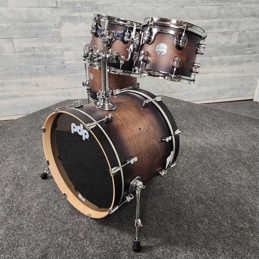 Used PDP Concept Maple 4pc Drum Set Satin Charcoal Burst - Very Good - Drum Center Of Portsmouth
