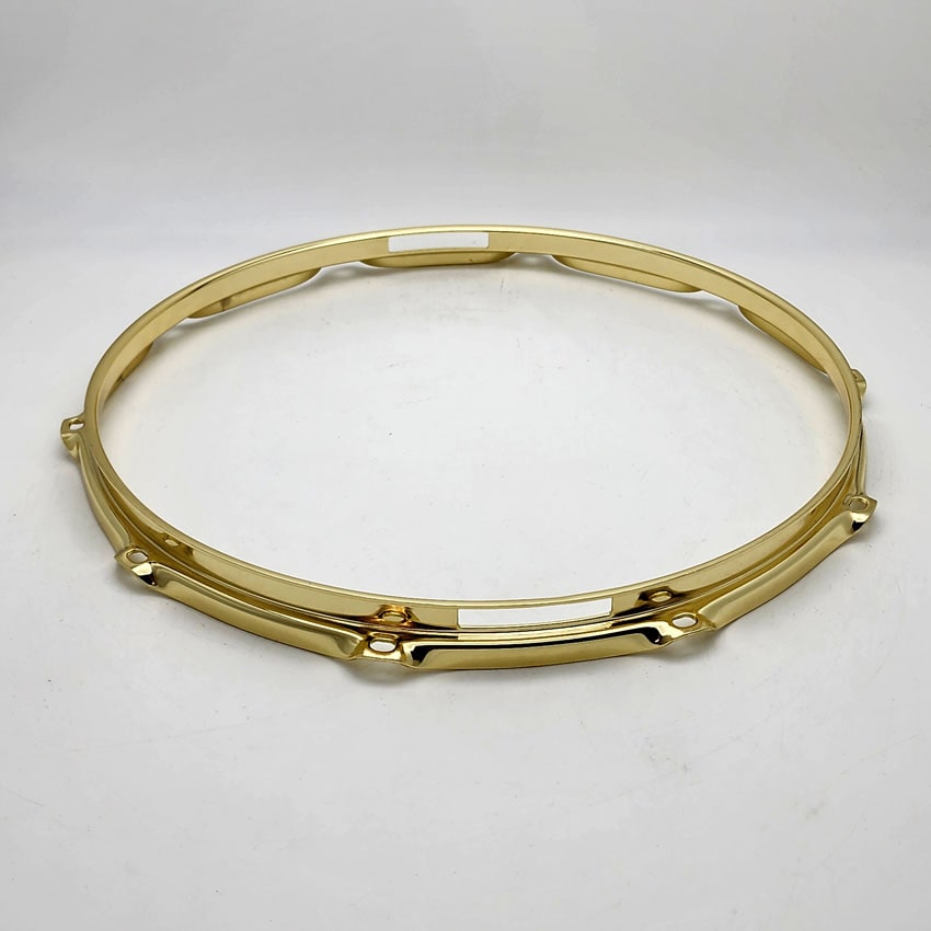 Used Triple Flanged Snare Side Hoop 14" 10-Lug Brass Plated - Excellent - Drum Center Of Portsmouth