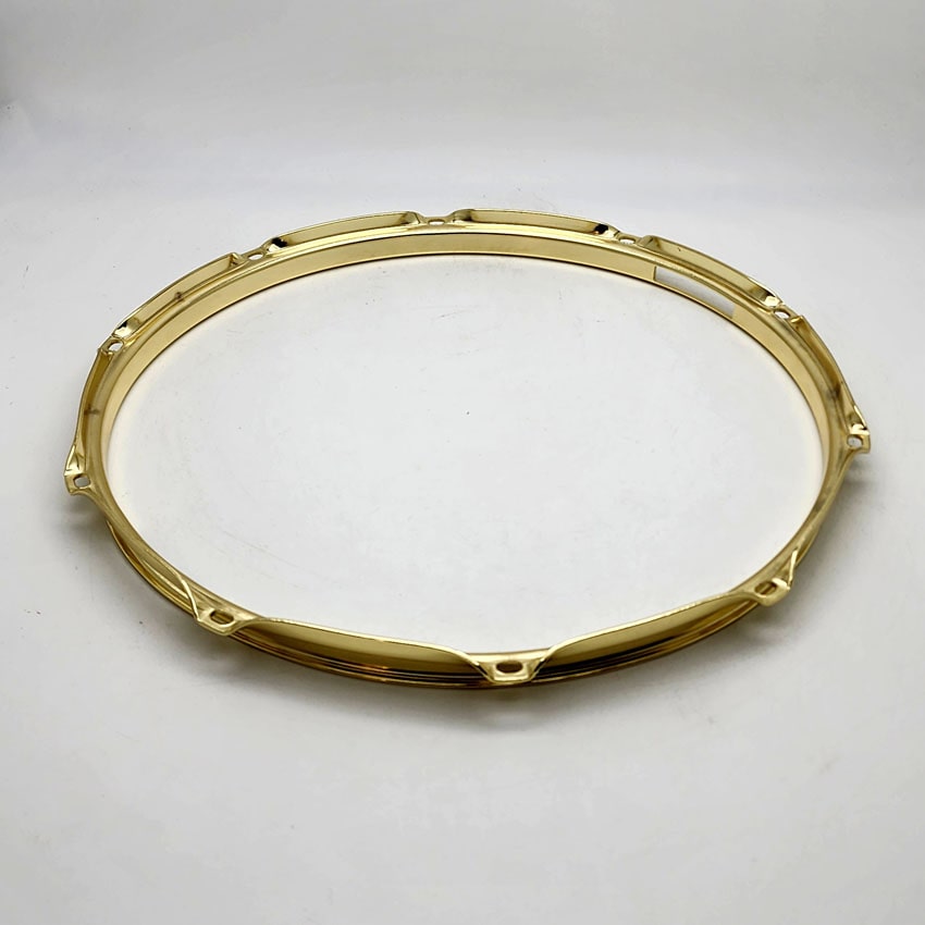 Used Triple Flanged Snare Side Hoop 14" 10-Lug Brass Plated - Excellent - Drum Center Of Portsmouth