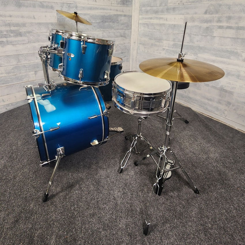 Used Percussion Plus 5pc Drum Set Complete w/Cymbals & Hw, Blue - Very Good - Drum Center Of Portsmouth