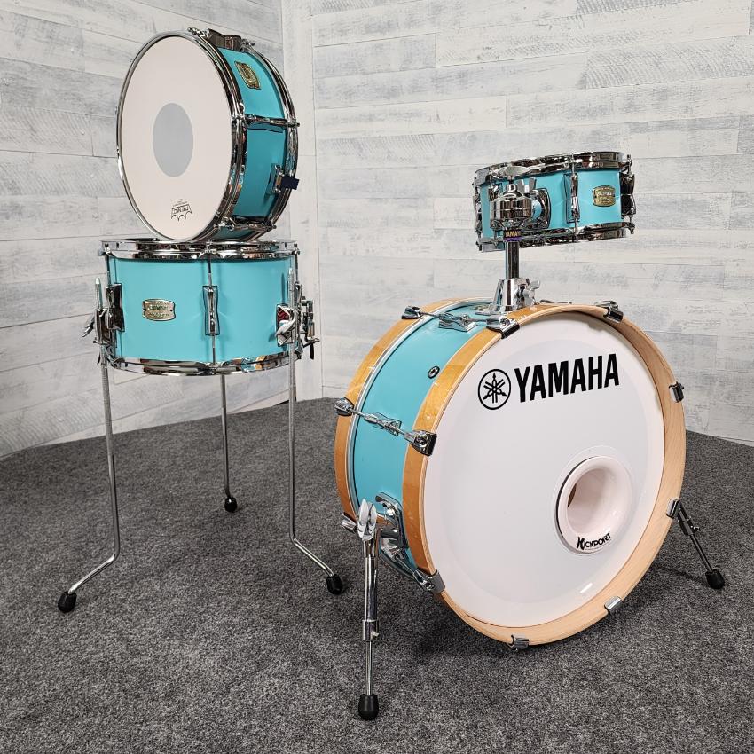 Used Yamaha Stage Custom Hip 4pc Drum Set Matte Surf Green - Very Good - Drum Center Of Portsmouth
