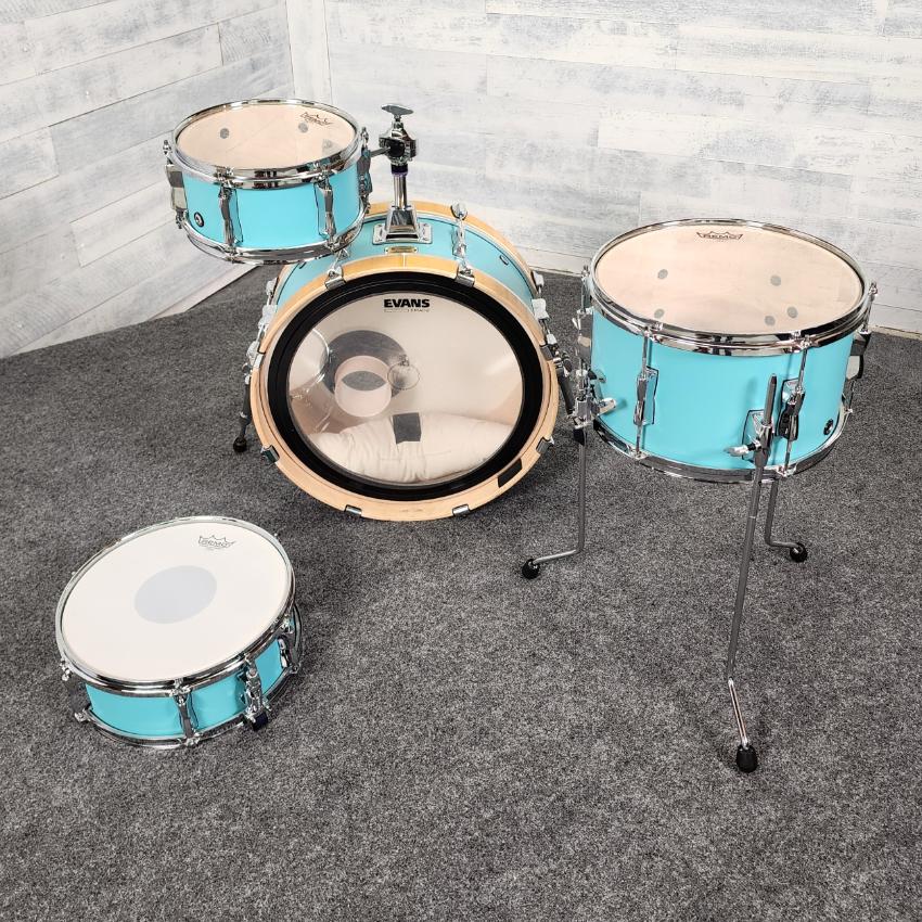 Used Yamaha Stage Custom Hip 4pc Drum Set Matte Surf Green - Very Good - Drum Center Of Portsmouth