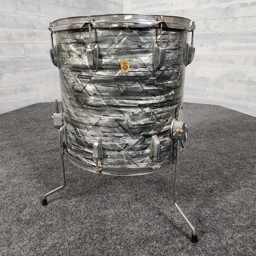 Used Ludwig Vintage 1960s Classic Maple Floor Tom 16x16 Sky Blue Pearl - Fair - Drum Center Of Portsmouth