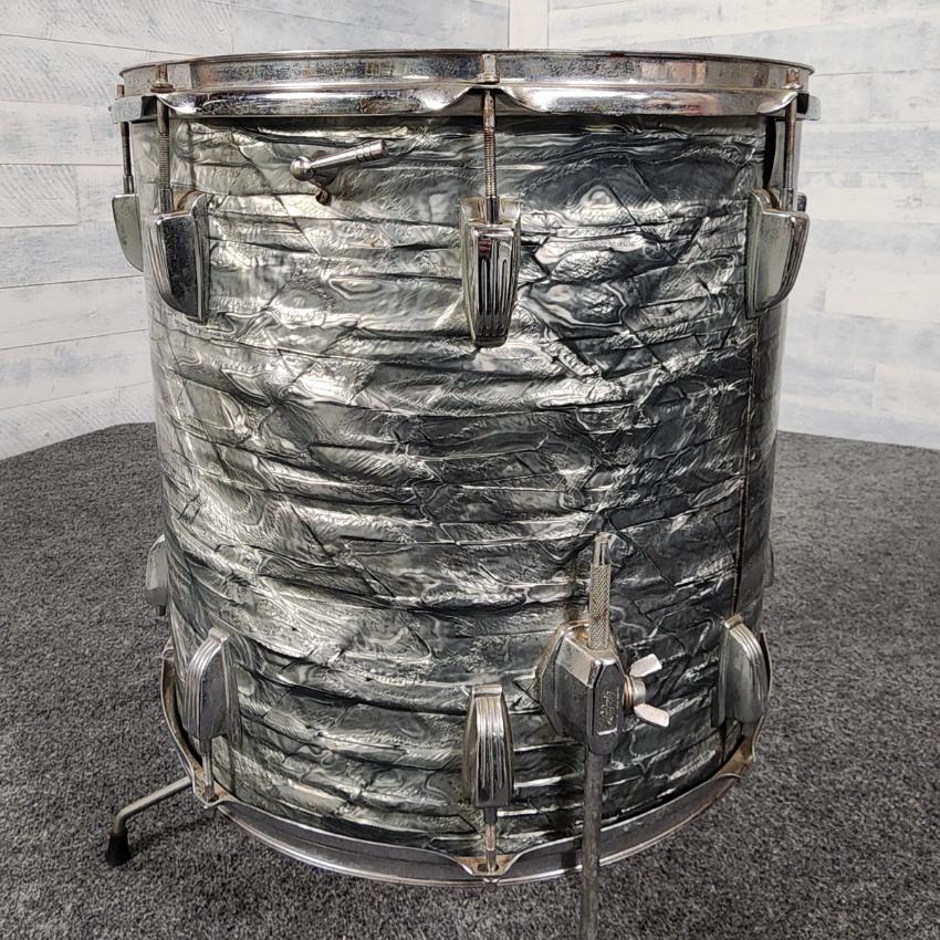Used Ludwig Vintage 1960s Classic Maple Floor Tom 16x16 Sky Blue Pearl - Fair - Drum Center Of Portsmouth