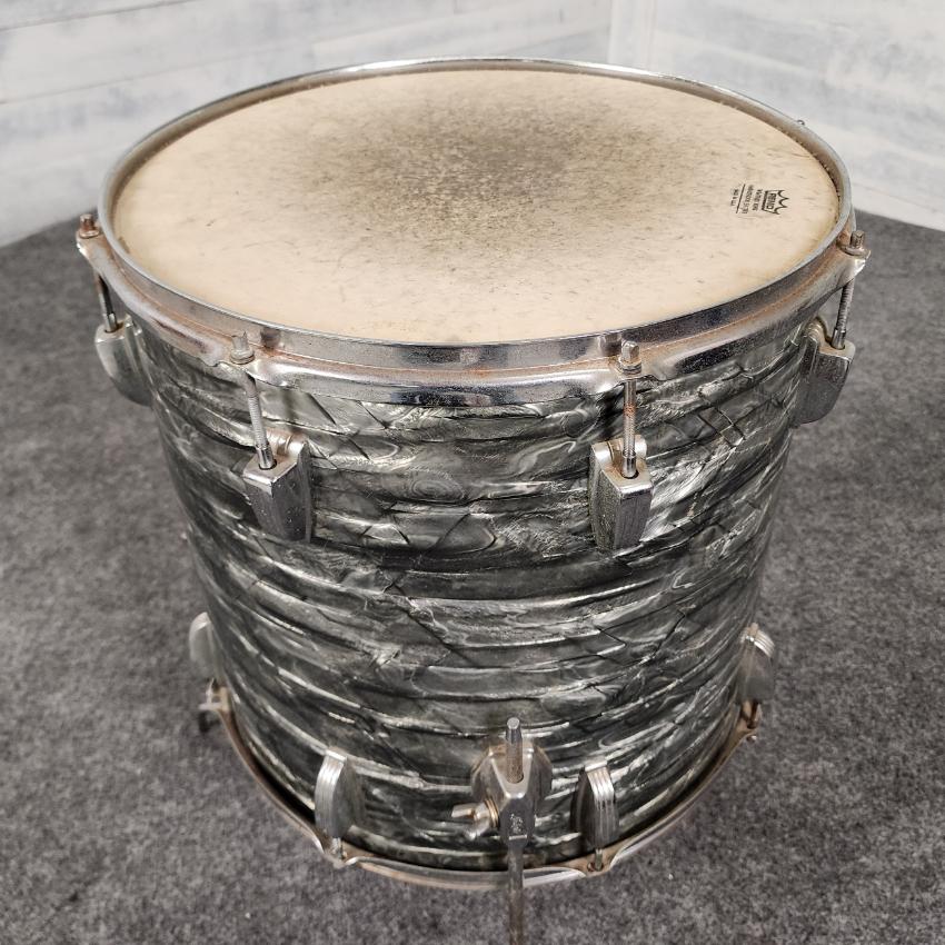 Used Ludwig Vintage 1960s Classic Maple Floor Tom 16x16 Sky Blue Pearl - Fair - Drum Center Of Portsmouth
