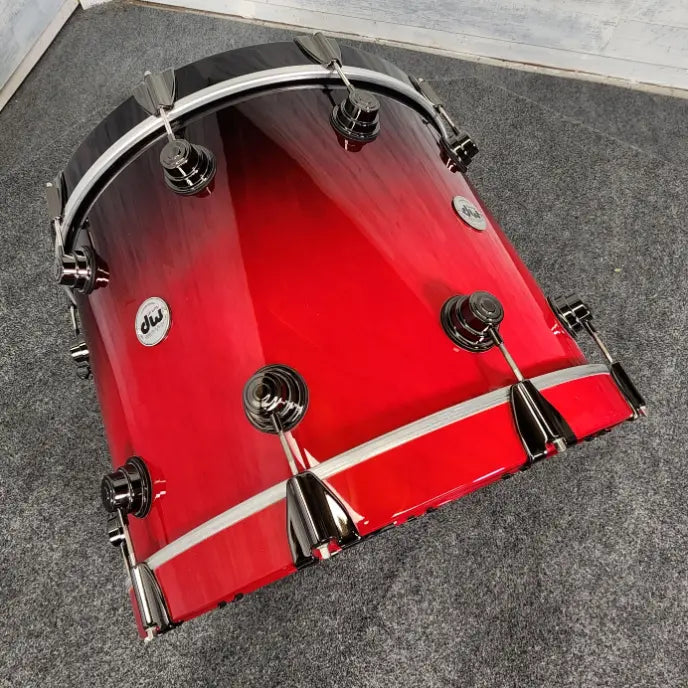 Used DW Collectors Pure Maple 5pc Drum Set Red to Black Fade Lacquer - Very Good - Drum Center Of Portsmouth
