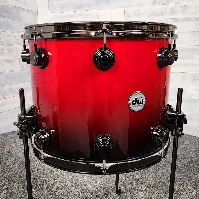 Used DW Collectors Pure Maple 5pc Drum Set Red to Black Fade Lacquer - Very Good - Drum Center Of Portsmouth