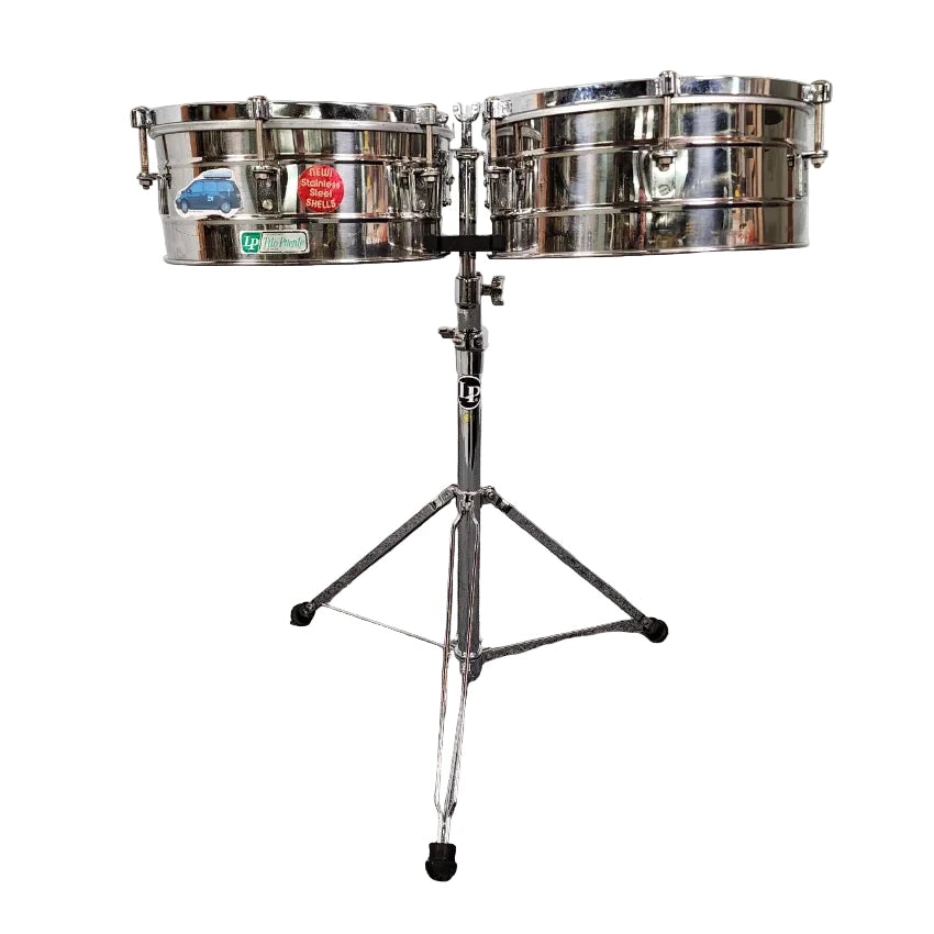 Used Vintage LP Tito Puente Stainless Steel Timbales w/Stand - Good - Drum Center Of Portsmouth