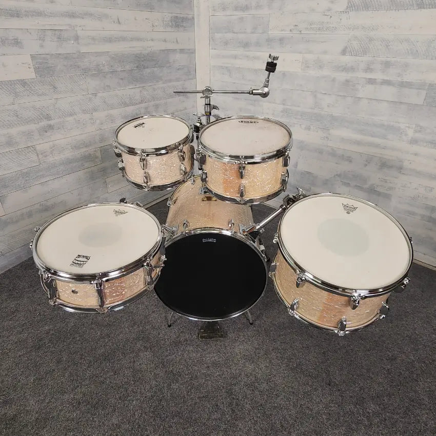 Used Yamaha Al Foster Hip Gig Sr 5pc Drum Set White Marine Pearl - Good - Drum Center Of Portsmouth