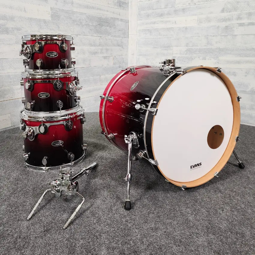Used Pacific LX 4pc Drum Set Red to Black Fade - Good - Drum Center Of Portsmouth