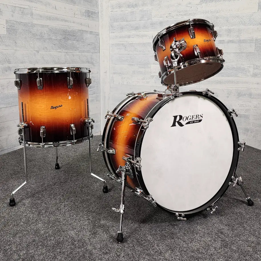 Used Rogers Powertone Limited Edition 3pc Drum Set Sunburst - Excellent - Drum Center Of Portsmouth