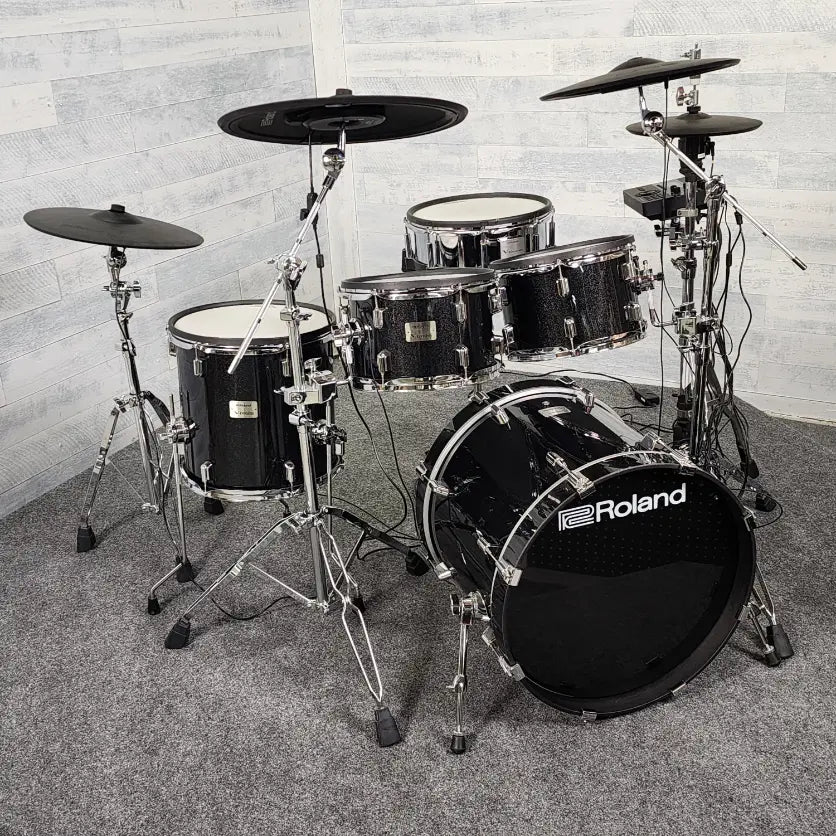 Used Roland 5pc VAD Drum Set Midnight Black Sparkle - Good - Drum Center Of Portsmouth