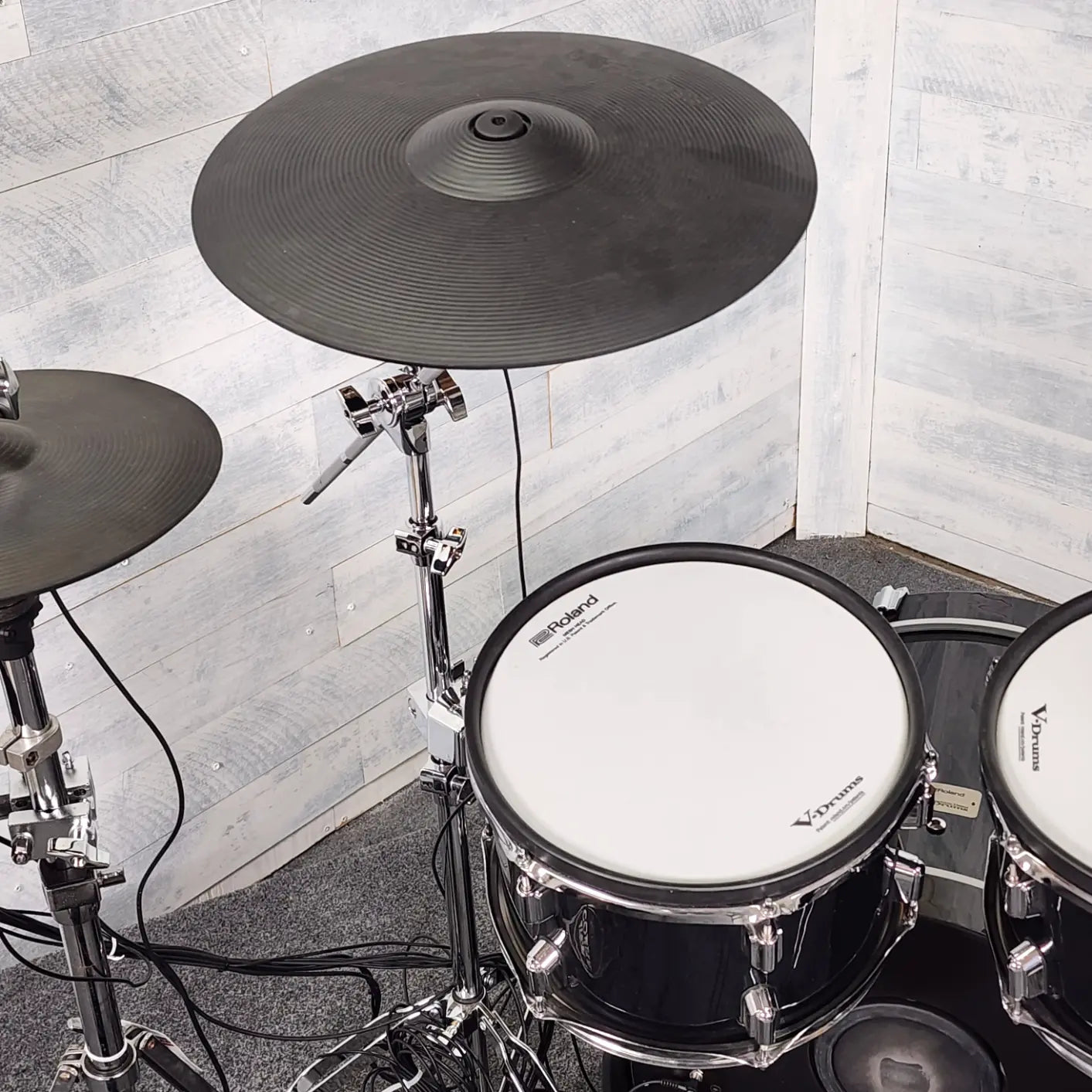 Used Roland 5pc VAD Drum Set Midnight Black Sparkle - Good - Drum Center Of Portsmouth