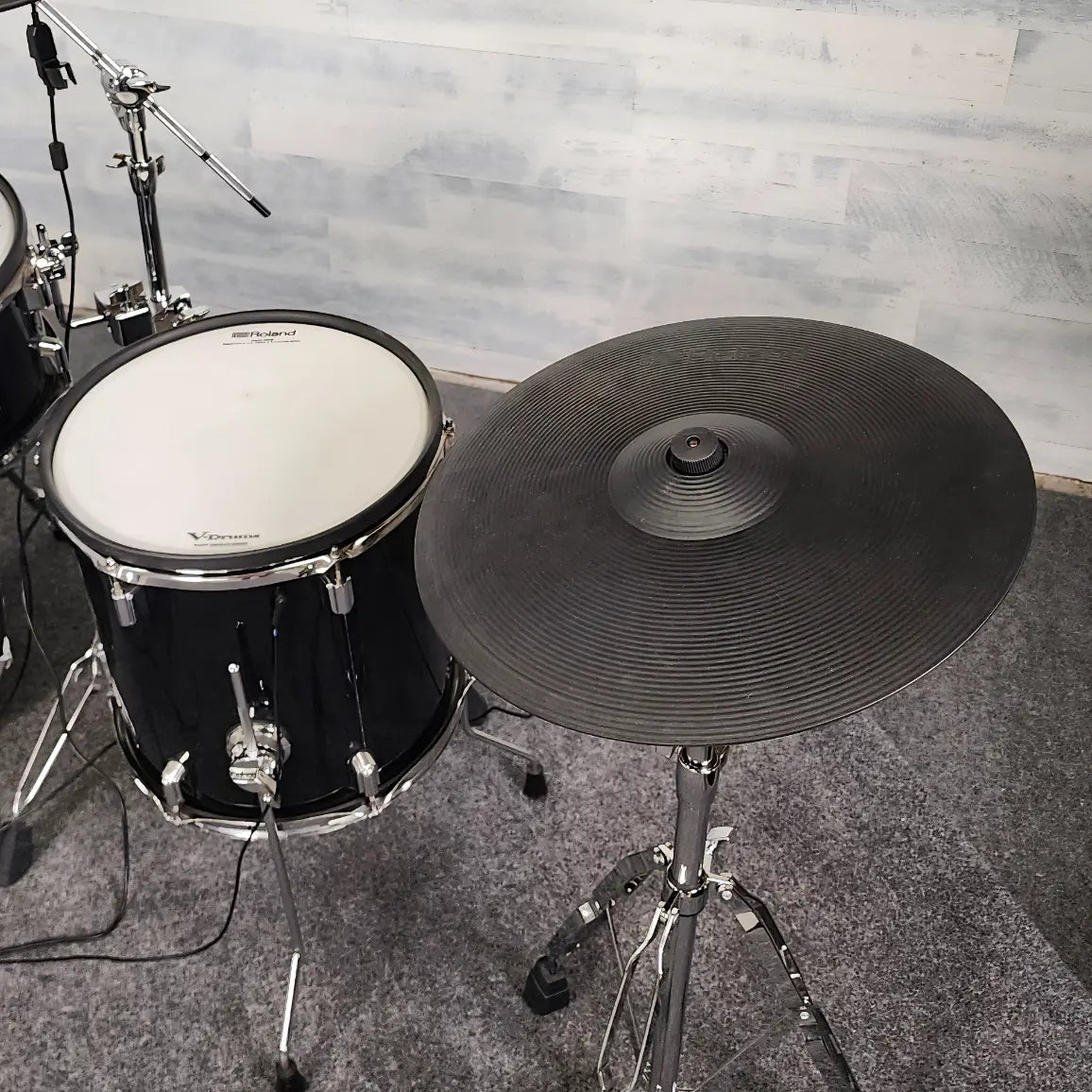 Used Roland 5pc VAD Drum Set Midnight Black Sparkle - Good - Drum Center Of Portsmouth