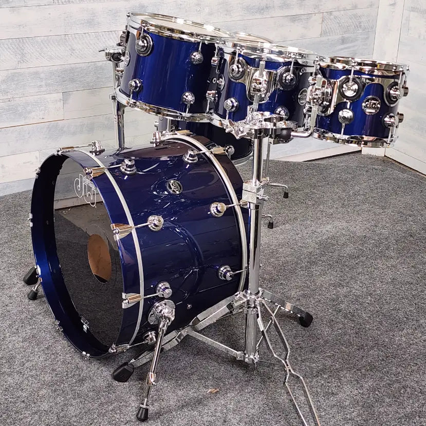 Used DW Performance Series 6pc Roadster Blue Metallic Lacquer - Very Good - Drum Center Of Portsmouth