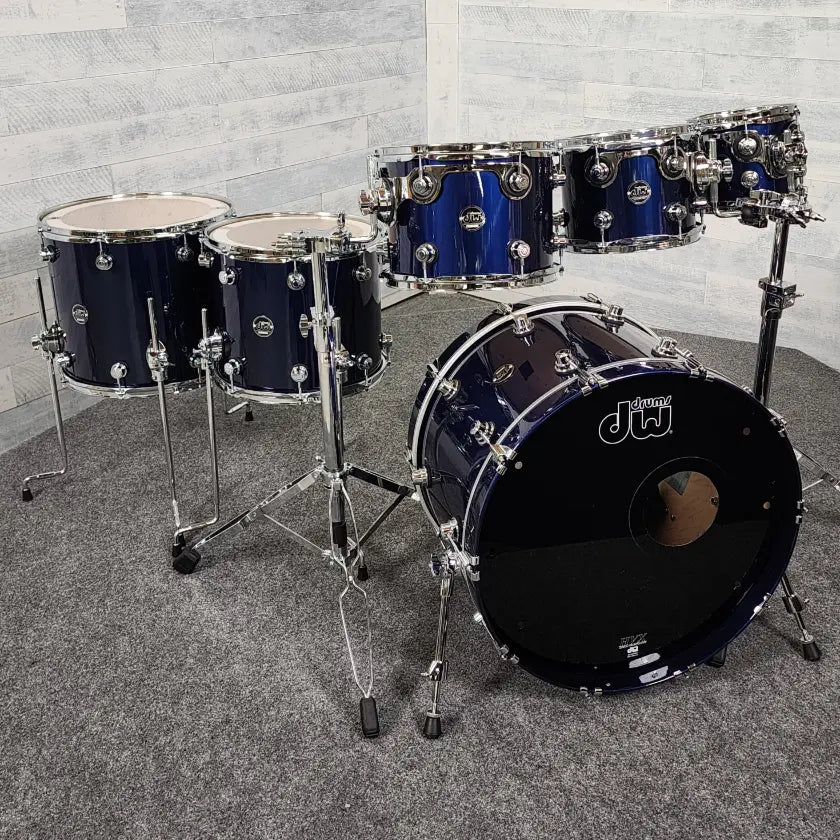 Used DW Performance Series 6pc Roadster Blue Metallic Lacquer - Very Good - Drum Center Of Portsmouth