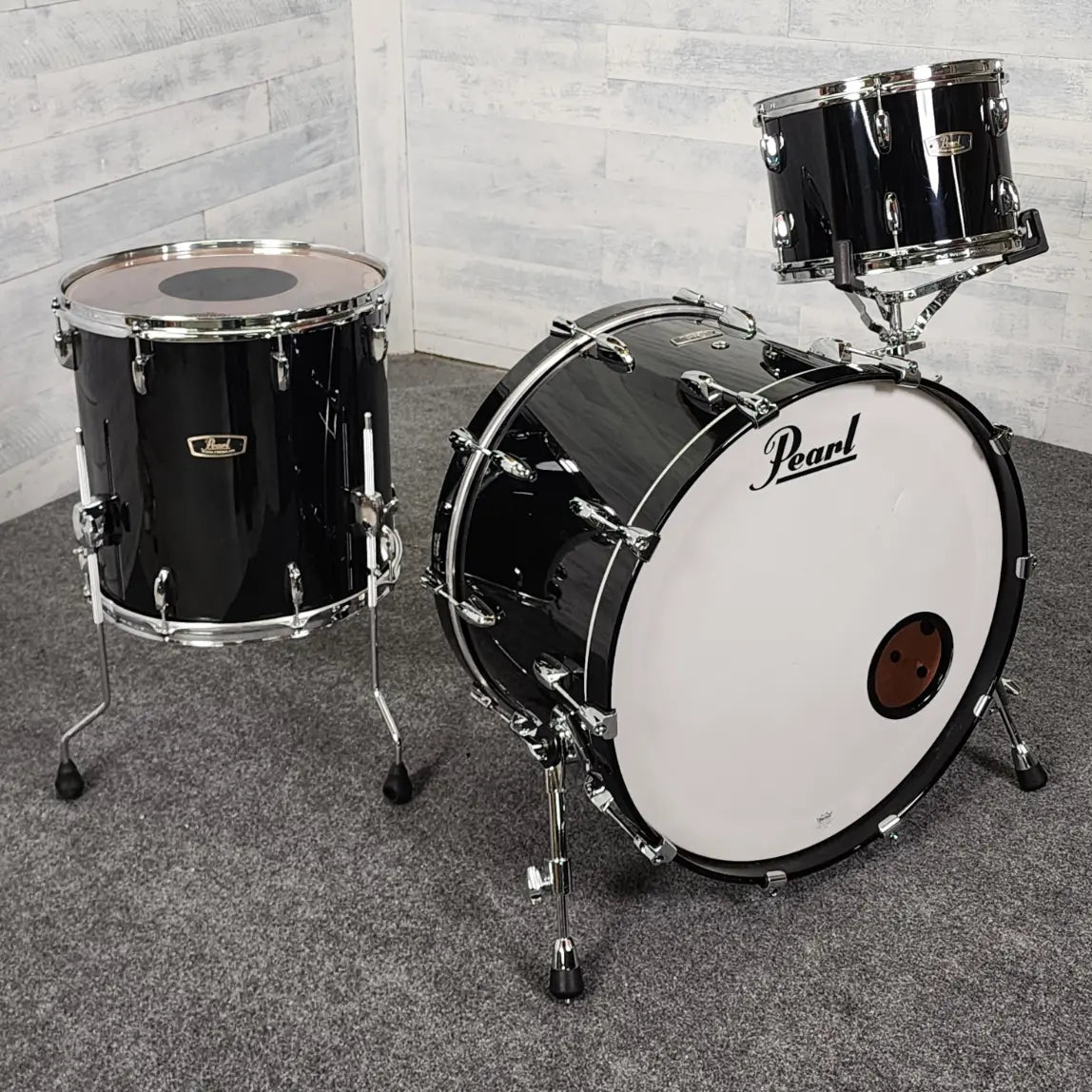 Used Pearl Wood Fiberglass 3pc Drum Set 2015 Reissue Black - Very Good - Drum Center Of Portsmouth